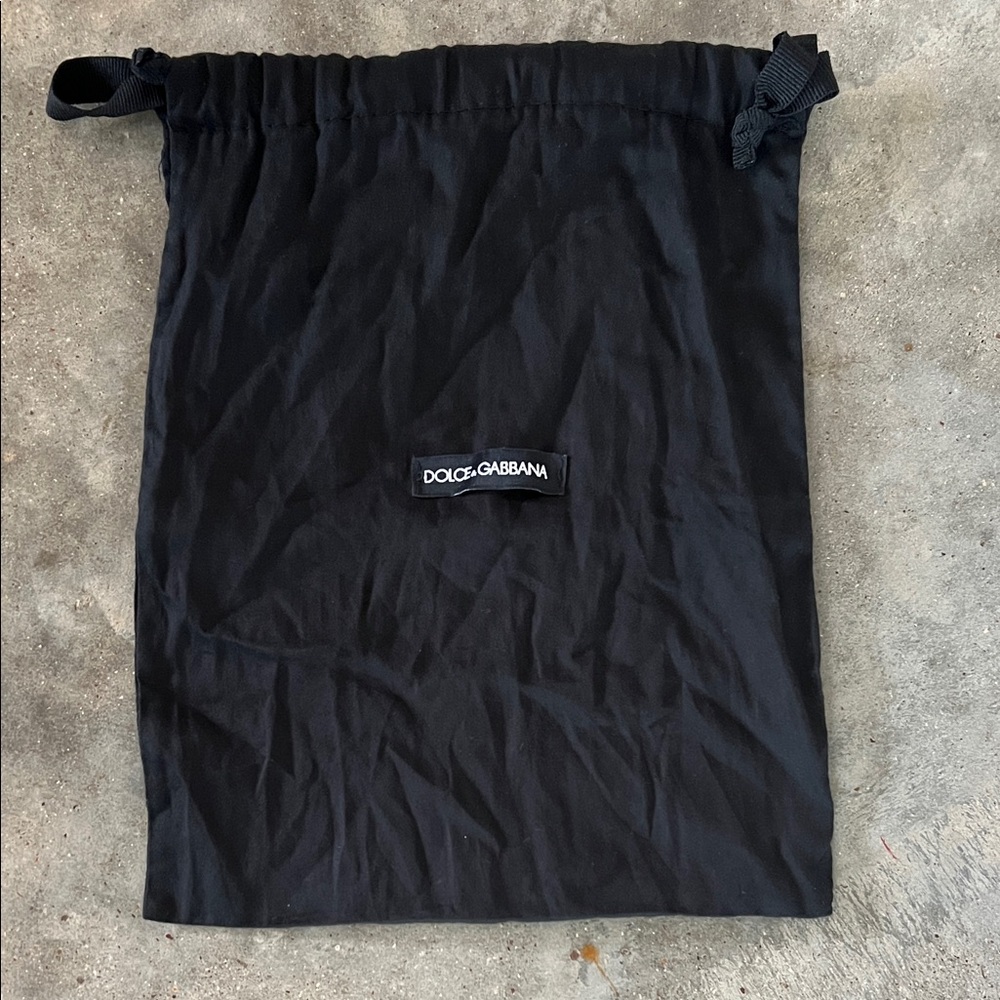 Authentic Dolce & Gabbana Black Drawstring Logo Dust Pouch